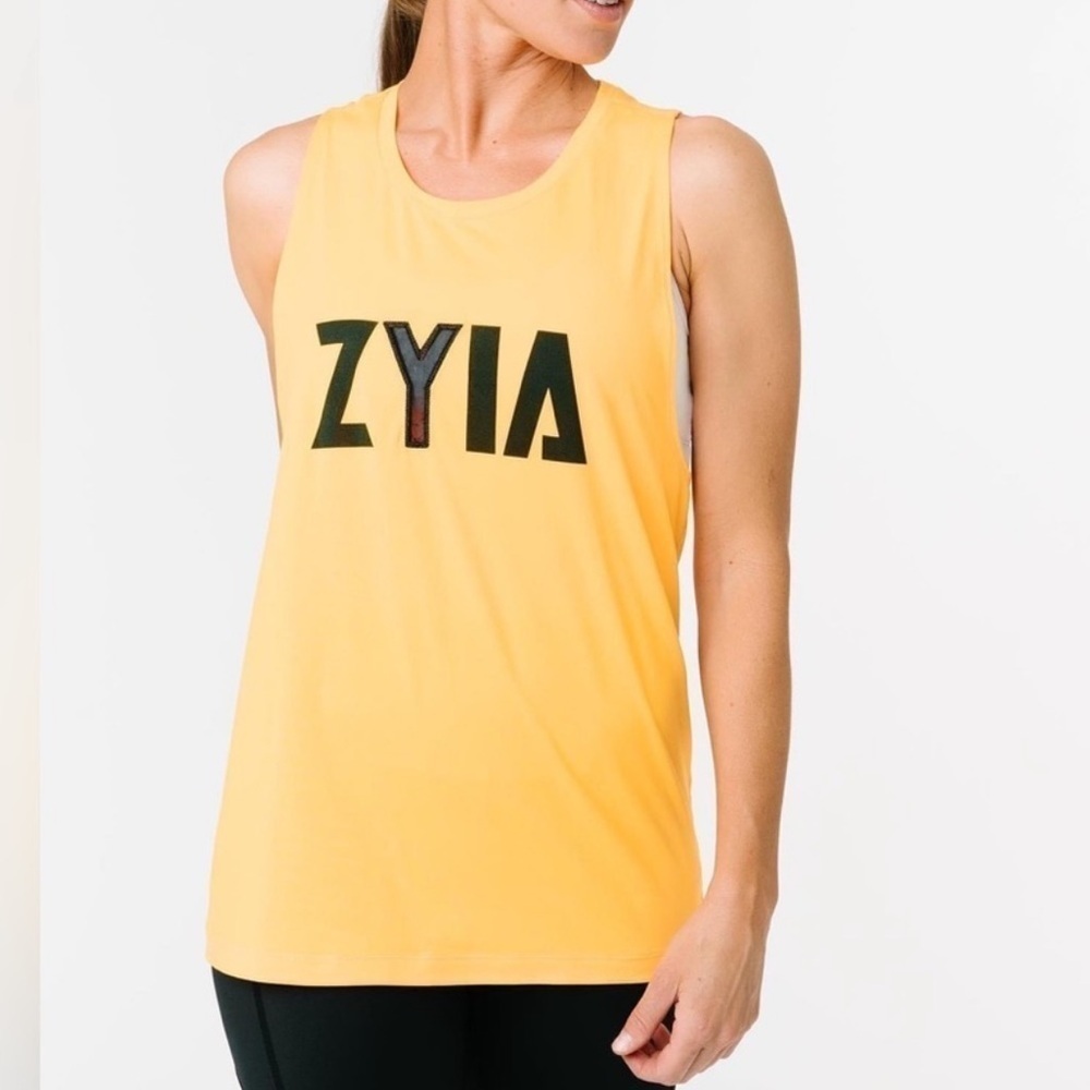 Zyia Active Womens Bengal Tank Size S Mesh Letter Sleeveless Athletic Top